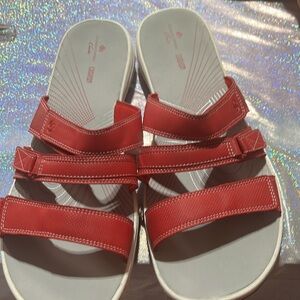 Cloudsteppers by Clarks sandals, Red. Size 12